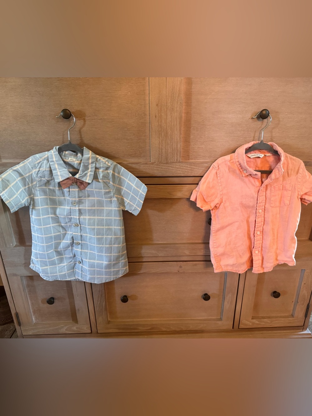 Janie and Jack Kids and Hallmark: Light Blue  Shirt & Coral Button-Down